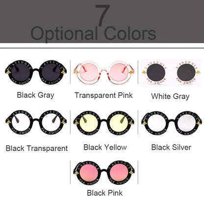 Fashion Unisex Round Retro Sunglasses Women Vintage Glasses Circle Classic Bee Letter Sun Glasses Men Shades Visor Oculos Top