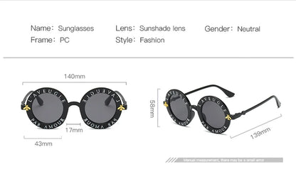 Fashion Unisex Round Retro Sunglasses Women Vintage Glasses Circle Classic Bee Letter Sun Glasses Men Shades Visor Oculos Top