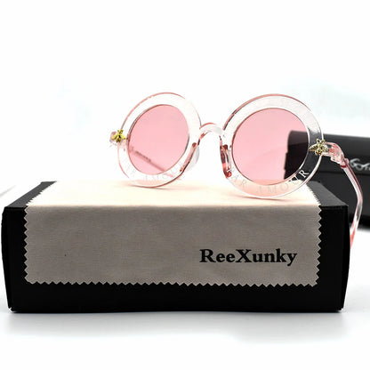 Fashion Unisex Round Retro Sunglasses Women Vintage Glasses Circle Classic Bee Letter Sun Glasses Men Shades Visor Oculos Top