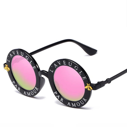 Fashion Unisex Round Retro Sunglasses Women Vintage Glasses Circle Classic Bee Letter Sun Glasses Men Shades Visor Oculos Top
