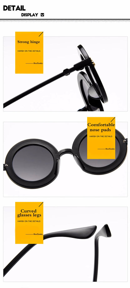 Fashion Unisex Round Retro Sunglasses Women Vintage Glasses Circle Classic Bee Letter Sun Glasses Men Shades Visor Oculos Top