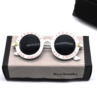 Fashion Unisex Round Retro Sunglasses Women Vintage Glasses Circle Classic Bee Letter Sun Glasses Men Shades Visor Oculos Top