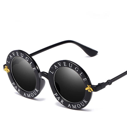 Fashion Unisex Round Retro Sunglasses Women Vintage Glasses Circle Classic Bee Letter Sun Glasses Men Shades Visor Oculos Top