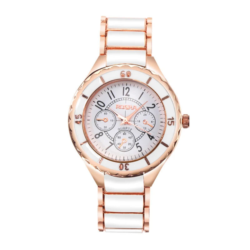 Women Watches Rose Gold White Quartz Steel Watch Mujer Elegant Design Clock Ladies Wristwatch Bayan Kol Saati Feminino Reloj