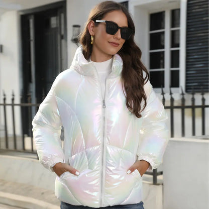 New Korean Style Women's Down Jacket with Fur Collar