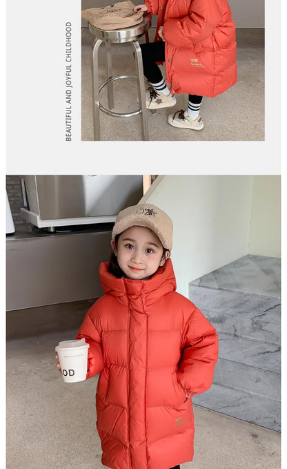 -30℃ Kids Winter Girls Padded Jackets Thick Warm Waterproof Shiny Hooded Coats Children Outerwear Clothes Teen Parka 5-14 Years