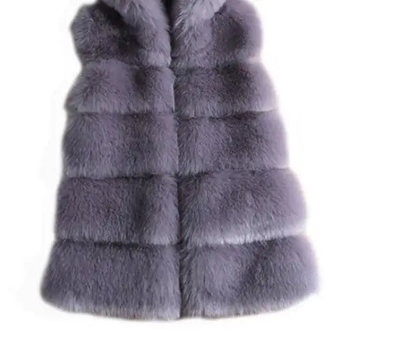 Mid-Length Faux Fur Vest Jacket