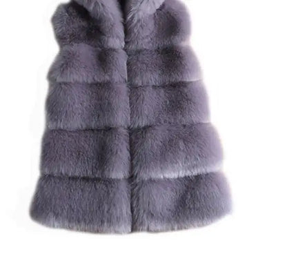 Mid-Length Faux Fur Vest Jacket
