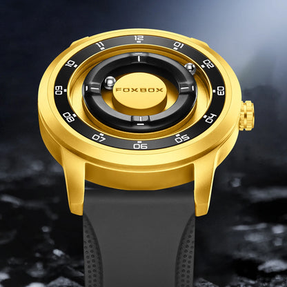 FOXBOX Unique Dial Quartz Man Watch Fashion Casual Sport Silicone Srolling Beads Clock Magnetic Force Waterproof Watches for Men
