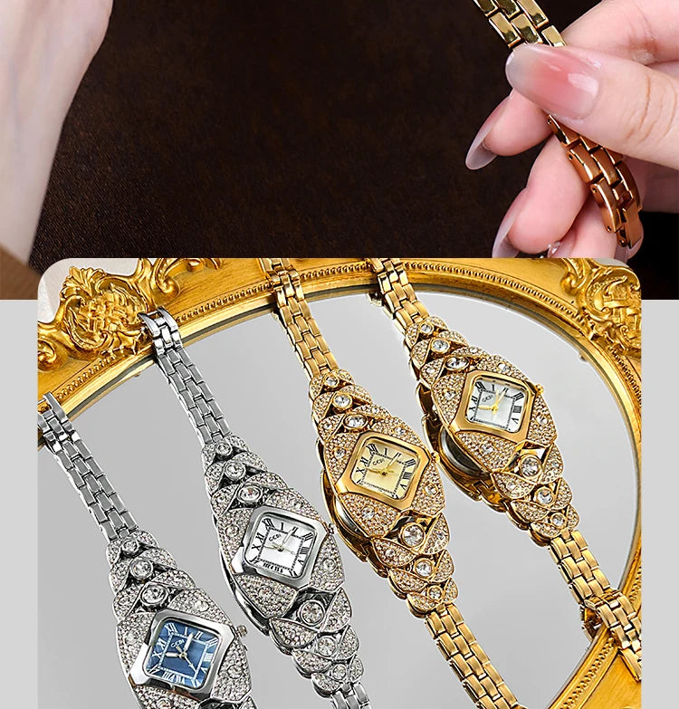 2025 New Women Watch Light Luxury Brand Diamond Inlaid Bracelet Watches Waterproof Ladies Fashion Quartz Clock Wristwatch Gift