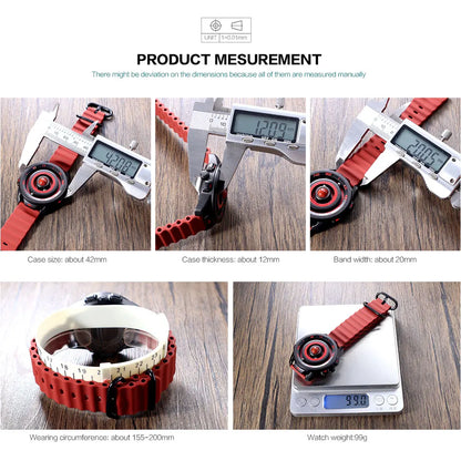 DANIEL GORMAN Red Planet Design Quartz Watch for Men Waterproof Luminous Sport Wristwatch with Magnetic Bead Pointers DG0525Red