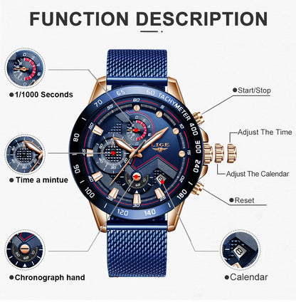 LIGE New Rose Gold Women Watch Top Brand Luxury Watch Women Quartz Sport Women's Bracelet Watches Waterproof Relogios Feminino