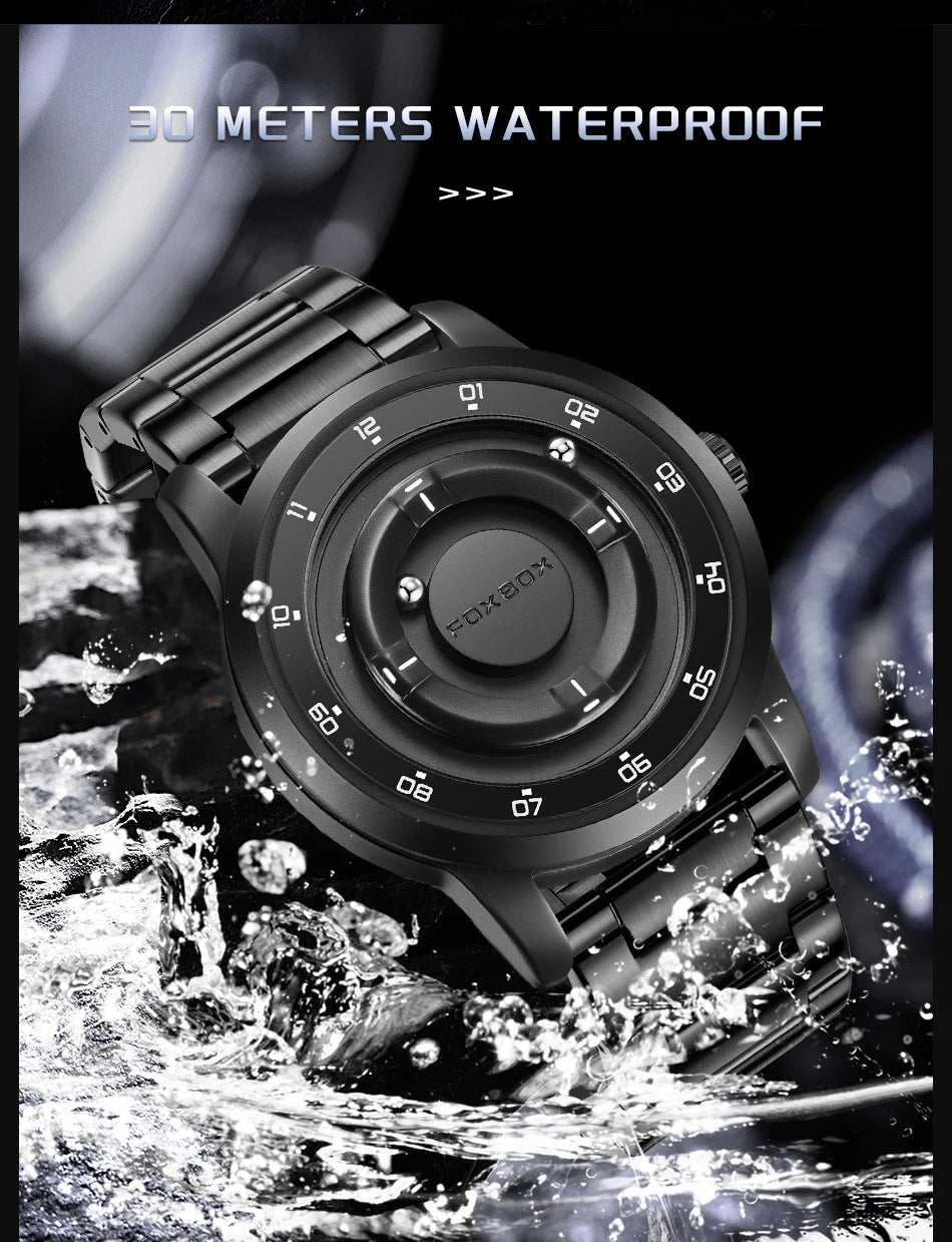 Foxbox 2025 Luxury Watches Men Creative Scrolling Beads Quartz Wristwatches Fashion Waterproof Magnetic Force Mens Watch Reloj