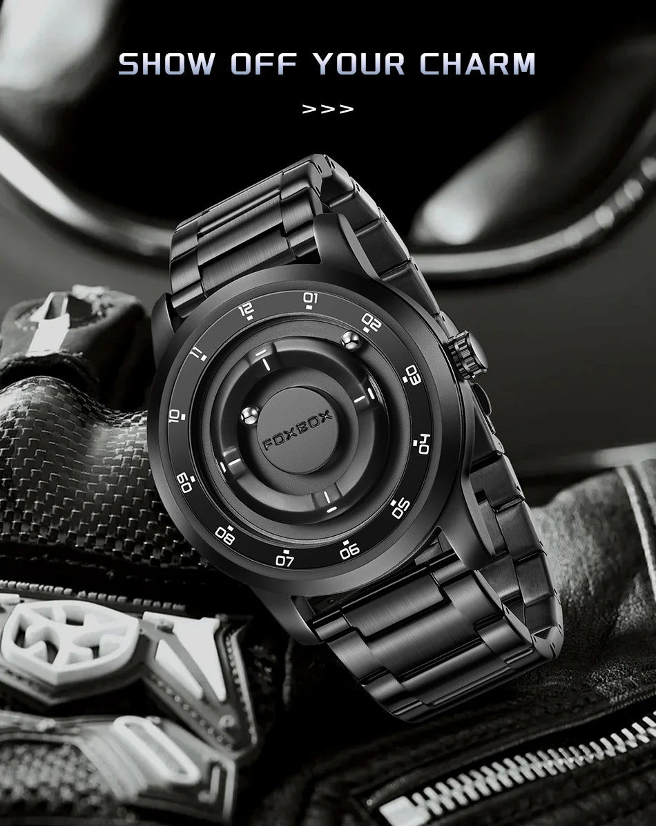 Foxbox 2025 Luxury Watches Men Creative Scrolling Beads Quartz Wristwatches Fashion Waterproof Magnetic Force Mens Watch Reloj