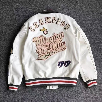 Streetwear Men Bomber Varsity Jackets Embroidery Pu Leather Jacket Baseball Motorcycle Coat Outerwear Winter Men Clothing Unisex
