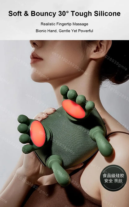 Heated Neck Massager Cervical Spine Massager Electric Kneading Neck Massager Deep Fatigue Relief Relax Muscle Hot Compress