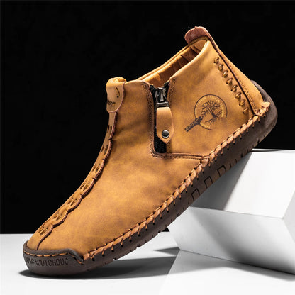 2025 New Men's Handmade Leather Loafers Boots Fashion Ethnic Style Casual Shoes Comfortable Lightweight Breathable Mens Boots