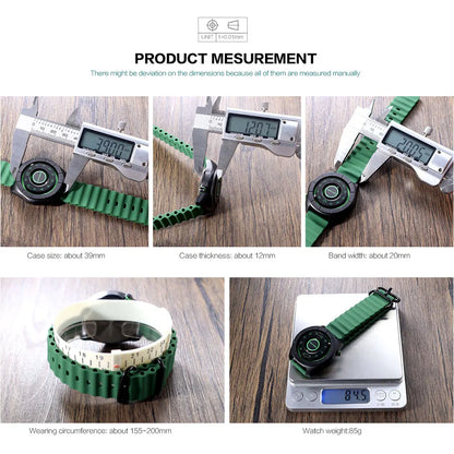 DANIEL GORMAN Sport Watch for Men Fashion Green Silicone Strap Waterproof Luminous Wristwatch with Magnetic Beads Hands DG0788