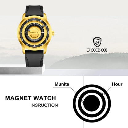 FOXBOX Unique Dial Quartz Man Watch Fashion Casual Sport Silicone Srolling Beads Clock Magnetic Force Waterproof Watches for Men