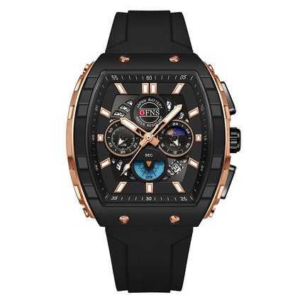 OFNS Fashion Quartz Watches for Man Luminous Waterproof Chronograph Calendar Silicone Strap Outdoor Luxury Sports Men Watch