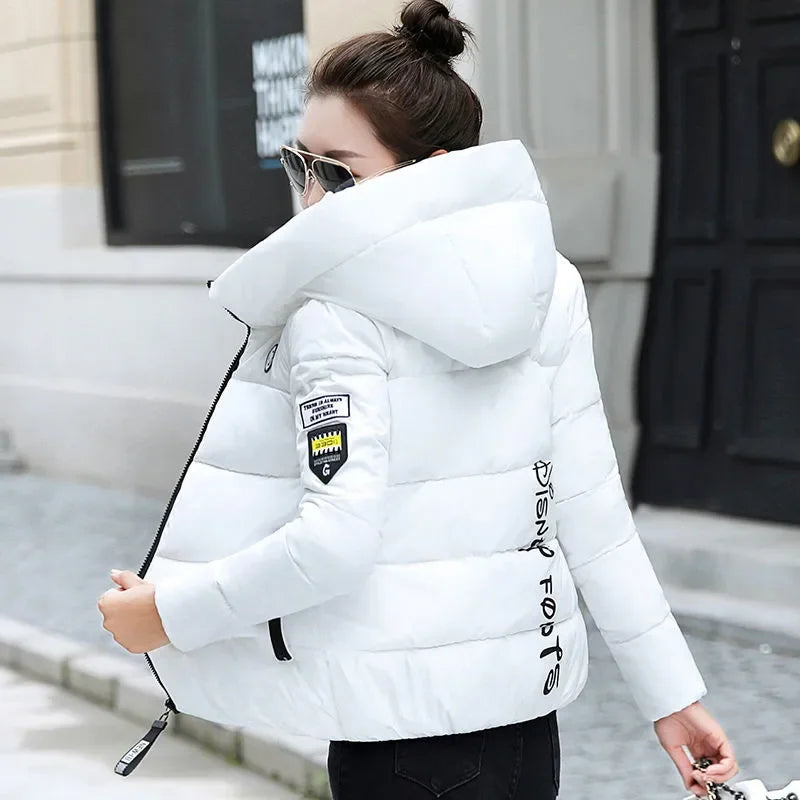 2025 New Winter Parkas Women Jacket Hooded Thick Warm Short Jacket Cotton Padded Parka Basic Coat Female Outerwear 5XL