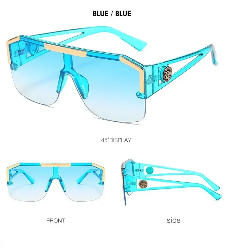 2025 Luxury Big Square Sunglasses Women Brand Designer Retro Blue Sun Glasses For Female Oversized Black Shades Oculos UV400