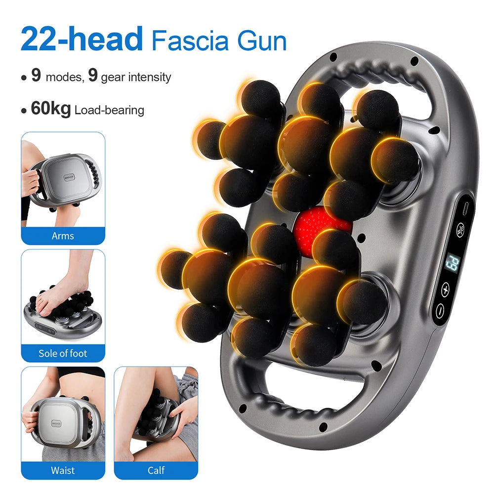 22-Head Fascia Gun High-Frequency Vibration Body Massage Gun Back and Waist Massager Neck Shoulder Massager Muscle masajeador