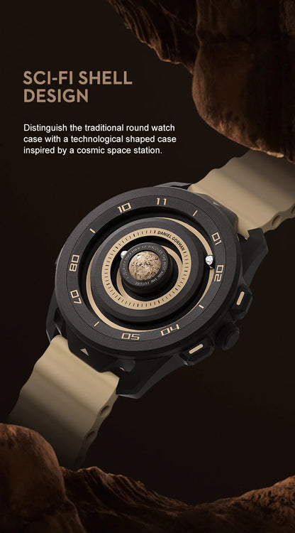 DANIEL GORMAN Red Planet Design Quartz Watch for Men Waterproof Luminous Sport Wristwatch with Magnetic Bead Pointers DG0525Red