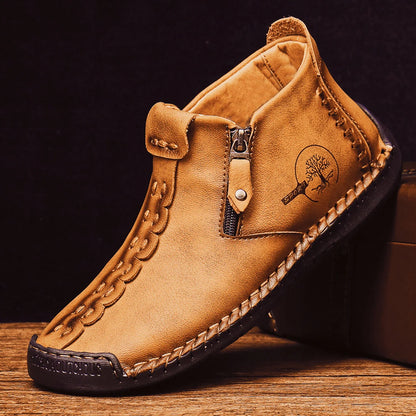 2025 New Men's Handmade Leather Loafers Boots Fashion Ethnic Style Casual Shoes Comfortable Lightweight Breathable Mens Boots
