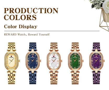 REWARD Exquisite Minimalist Women Watch Luxury Fashion Stain Steel Ladies Waterproof Quartz Wristwatch Rose Gold Female Clock