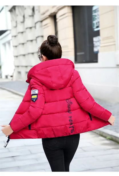 2025 New Winter Parkas Women Jacket Hooded Thick Warm Short Jacket Cotton Padded Parka Basic Coat Female Outerwear 5XL