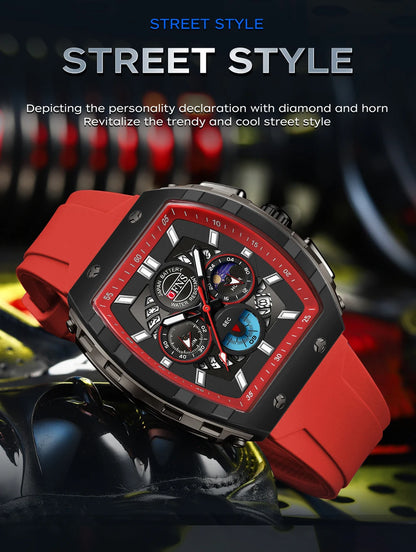 OFNS Fashion Quartz Watches for Man Luminous Waterproof Chronograph Calendar Silicone Strap Outdoor Luxury Sports Men Watch