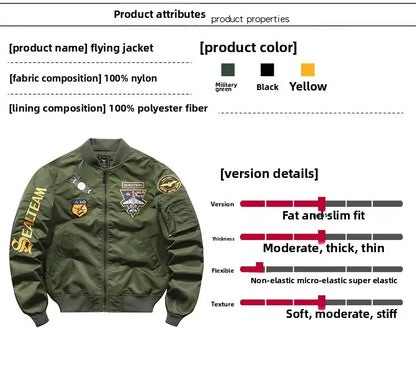 Men's Jacket Spring and Autumn Air Force MA1 Pilot Jacket Heavy Industry Embroidery Motorcycle American Fashion Baseball Jacket