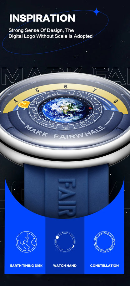 Mark Fairwhale 5700 Men's Watches Brand Silicone Strap Planet For Men Top Quartz Watch Reloj Hombre