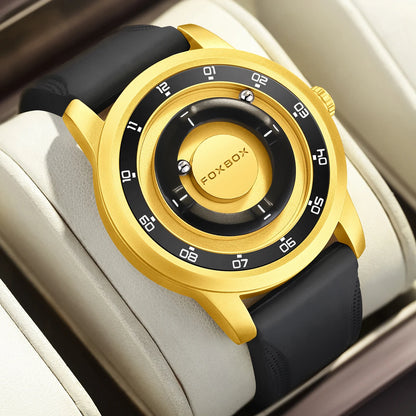 FOXBOX Unique Dial Quartz Man Watch Fashion Casual Sport Silicone Srolling Beads Clock Magnetic Force Waterproof Watches for Men