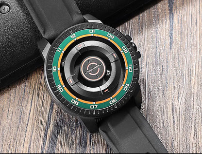 DANIEL GORMAN Magnetic Driven Watch Men Black Waterproof Stainless Steel Beads Quartz Watch with Silicone Strap DG0221 Green