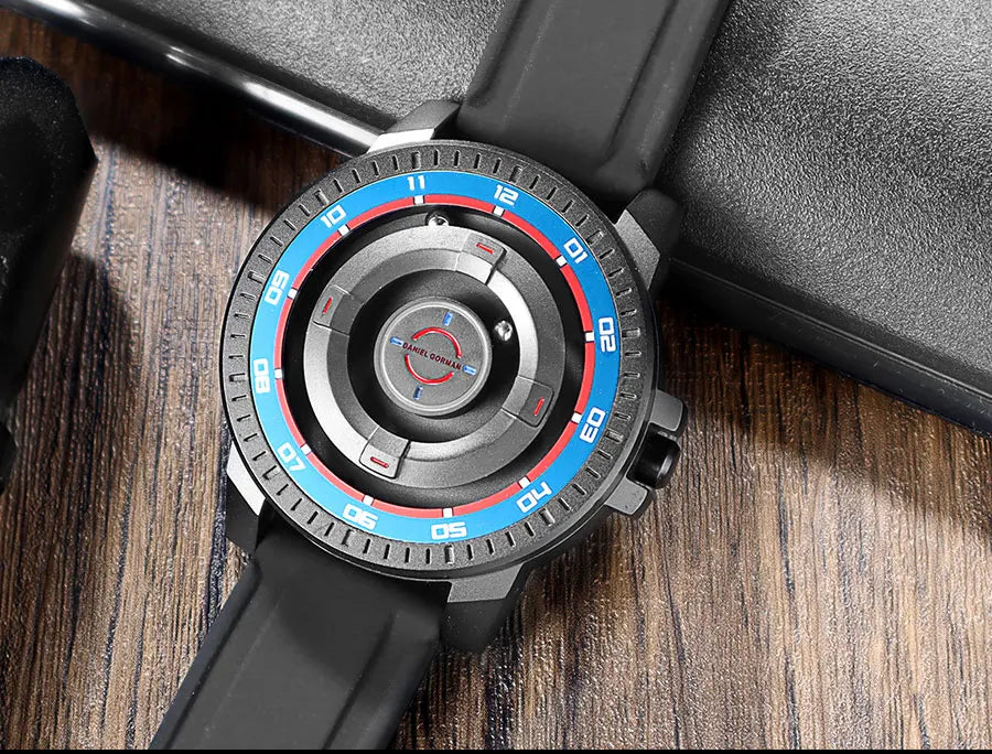 DANIEL GORMAN Magnetic Driven Watch Fashion Waterproof Quartz Watch with Black Silicone Strap Copper Case Beads Pointers DG0221