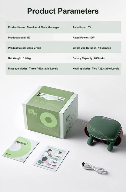 Heated Neck Massager Cervical Spine Massager Electric Kneading Neck Massager Deep Fatigue Relief Relax Muscle Hot Compress