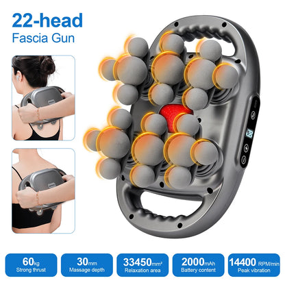 22-Head Fascia Gun High-Frequency Vibration Body Massage Gun Back and Waist Massager Neck Shoulder Massager Muscle masajeador