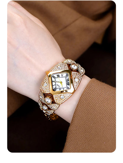 2025 New Women Watch Light Luxury Brand Diamond Inlaid Bracelet Watches Waterproof Ladies Fashion Quartz Clock Wristwatch Gift
