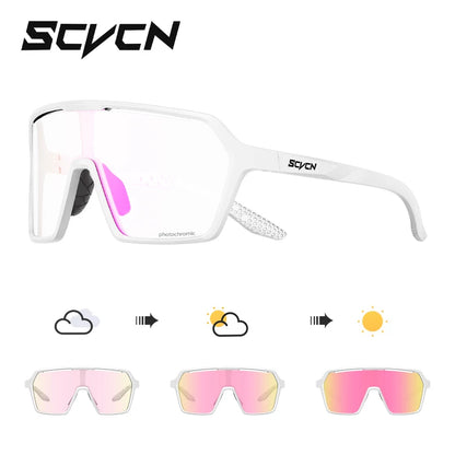 Scvcn Color Photochromic Sunglasses Cycling Glasses Sports for Men Mountain Bike Road Bicycle Fashion Eyewear Goggles UV400 MTB