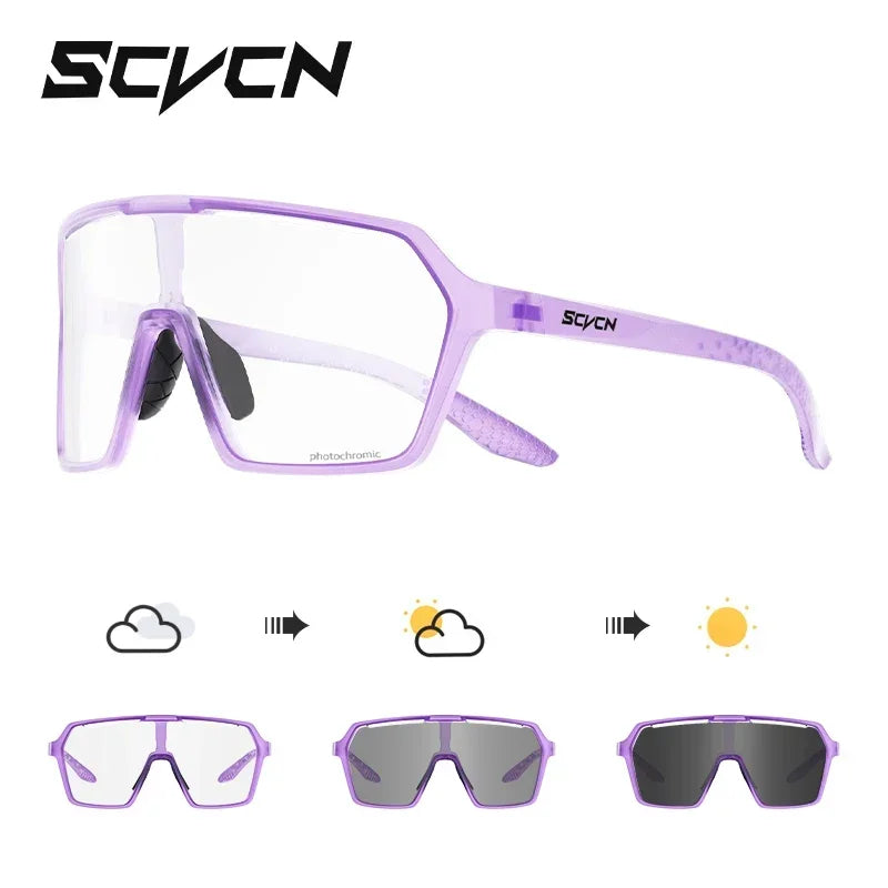 Scvcn Color Photochromic Sunglasses Cycling Glasses Sports for Men Mountain Bike Road Bicycle Fashion Eyewear Goggles UV400 MTB