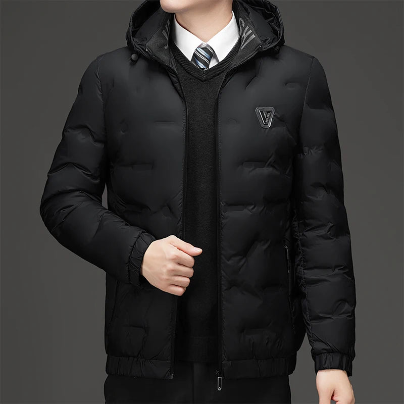 Autumn Fashion Hooded Slim Fit Casual Casual Parkas Men Fashion Men Winter New Warm Thick Windproof Parkas Jackets Coat Men