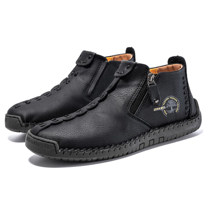 2025 New Men's Handmade Leather Loafers Boots Fashion Ethnic Style Casual Shoes Comfortable Lightweight Breathable Mens Boots