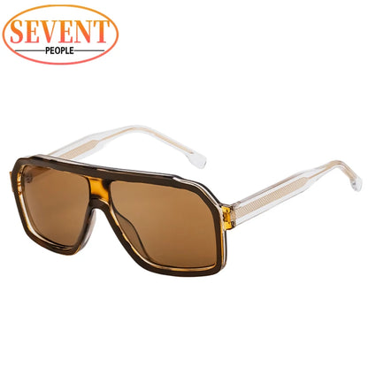 Classic Oversized Square Sunglasses Men 2024 Luxury Brand Trendy Metal Big Frame Goggles Eyewear Stylish Sun Glasses For Ladies
