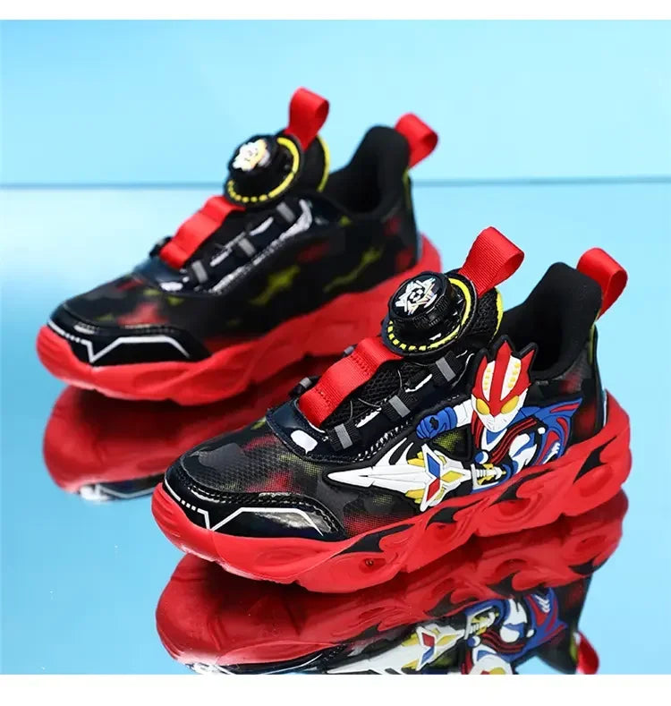 Boys Girls Sneakers Boots LED Footwear Luminous For Kids Light Button Lock Laces Shoes Cartoon Children's Baby Kids