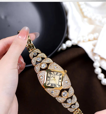 2025 New Women Watch Light Luxury Brand Diamond Inlaid Bracelet Watches Waterproof Ladies Fashion Quartz Clock Wristwatch Gift