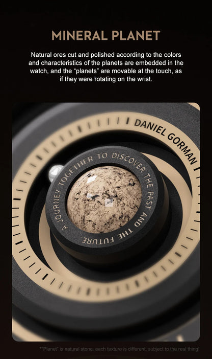 DANIEL GORMAN Red Planet Design Quartz Watch for Men Waterproof Luminous Sport Wristwatch with Magnetic Bead Pointers DG0525Red