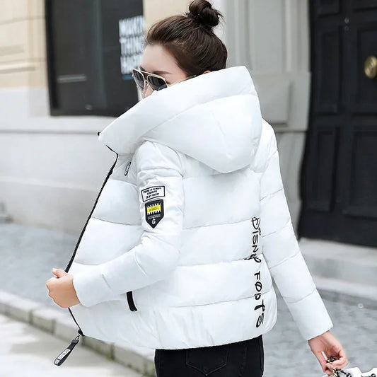 2025 New Winter Parkas Women Jacket Hooded Thick Warm Short Jacket Cotton Padded Parka Basic Coat Female Outerwear 5XL