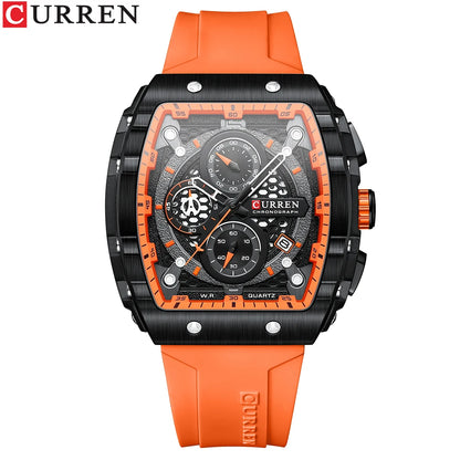 CURREN Top Brand Men's Watches Luxury Square Quartz Wristwatch  Waterproof Luminous Chronograph Watch for Men Date Clock